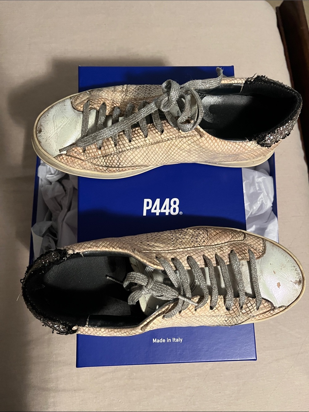 MUST GO!!  P448 Perforated women’s size 40 cream sneakers
